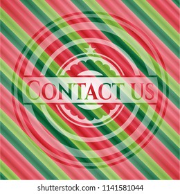 Contact us christmas colors style badge.
