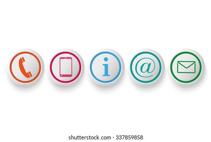 Contact Us circle buttons on the white background. Eps 10 vector file.