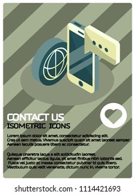 Contact us color isometric poster