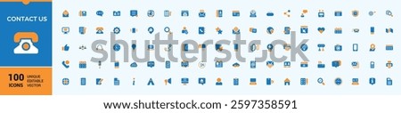 Contact Us colorful vector icon set. Mobile web icons. Perfect for logos and infographic. Contact icons. Modern vector illustration. Address editable stroke. vector collection.