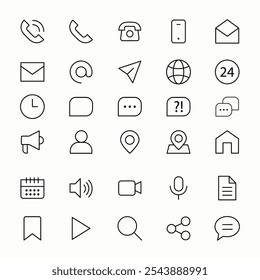 Contact us communication icon set