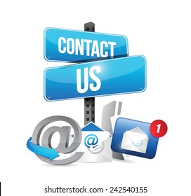 contact us communication icons illustration design over a white background