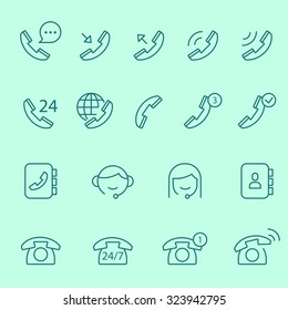 Contact us and communication icons, thin line design