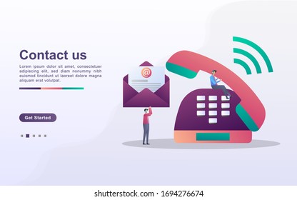 Contact us concept. customer care service 24/7, Online support, help desk. Can use for web landing page, banner, flyer, mobile app. Vector Illustration