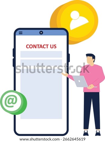contact us concept, customer service, online support, hotline, help desk. Call center, online customer support. Contact Us Customer Service for Personal Assistant Service. vector illustration.

