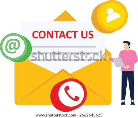 contact us concept, customer service, online support, hotline, help desk. Call center, online customer support. Contact Us Customer Service for Personal Assistant Service. vector illustration.

