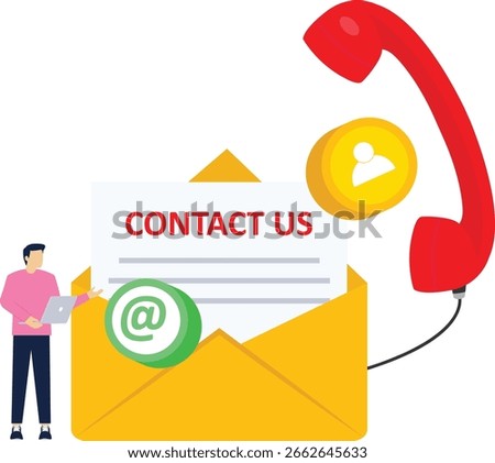 contact us concept, customer service, online support, hotline, help desk. Call center, online customer support. Contact Us Customer Service for Personal Assistant Service. vector illustration.

