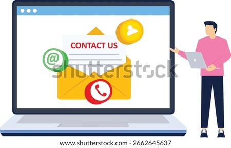 contact us concept, customer service, online support, hotline, help desk. Call center, online customer support. Contact Us Customer Service for Personal Assistant Service. vector illustration.

