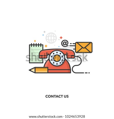 Contact us concept design. Vector line design