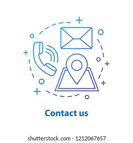 Contact Us Concept Icon. Information Center Idea Thin Line Illustration. Helpdesk. Support Service, Contact, Email, Location. Vector Isolated Outline Drawing