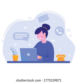 Ilustración de concepto de Contacto con nosotros, asistencia al cliente