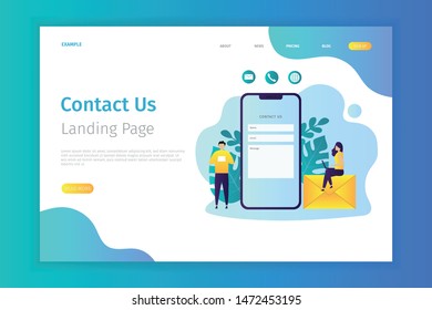 Contact us concept landing page illustration. Contact us concept design can be used for websites, landing pages, UI, mobile applications, posters, banner