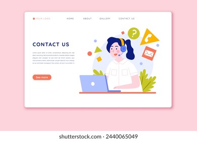 Contact us concept landing page vector design in eps 10