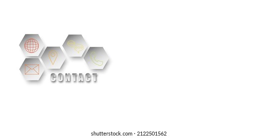 Contact us concept. Paper cut style and hexagonal of icons such as mobile phone, E-mail address, chat, global communication on for presentation, web banner, article. Business and network connection a