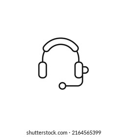 Contact us concept. Signs and symbols of interface. Editable strokes. Suitable for apps, web sites, stores, shops. Vector line icon of headphones 