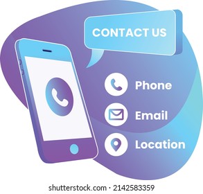 Contact us concept with smartphone illustration and several other options
