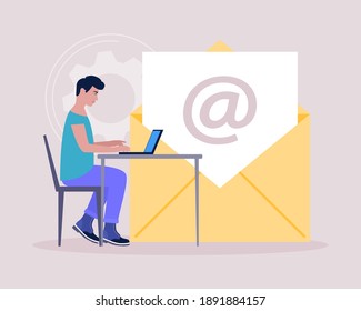 Contáctenos con el concepto. Icono del vector para la información del sitio web. Ilustración plana colorida