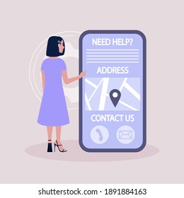 Contáctenos con el concepto. Icono del vector para la información del sitio web. Ilustración plana colorida