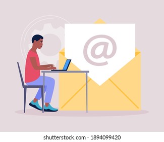 Contáctenos con el concepto. Icono del vector para la información del sitio web. Ilustración plana colorida