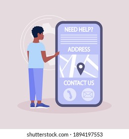 Contáctenos con el concepto. Icono del vector para la información del sitio web. Ilustración plana colorida
