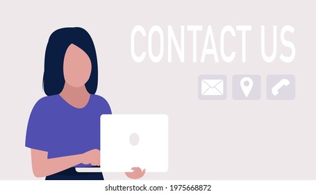 Contact us concept. Vector icon for website information. Colorful flat illustration