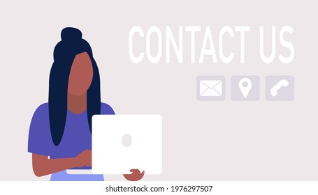 Contact us concept. Vector icon for website information. Colorful flat illustration