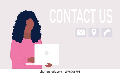 Contact us concept. Vector icon for website information. Colorful flat illustration