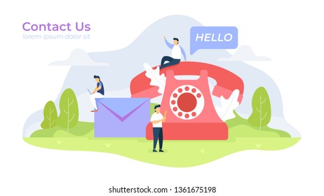 Contact us concept vector illustration for landing page, wallpaper, background,  banner, advertising, web, business