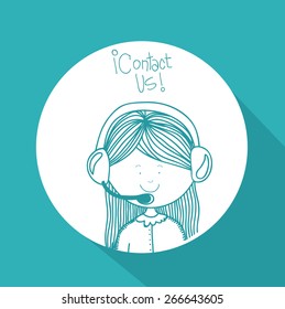 Contact us design over blue background, vector illustration