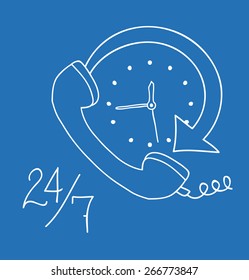 Contact us design over blue background, vector illustration