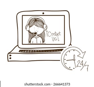 Contact us design over white background, vector illustration