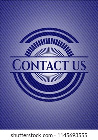 Contact us emblem with denim texture