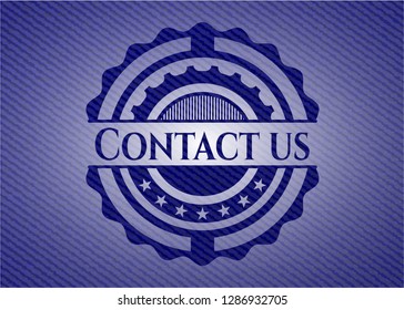 Contact us emblem with jean texture