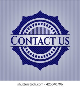 Contact us emblem with jean texture