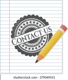 Contact us emblem with pencil effect
