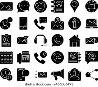 Contact us fill icon set vector design illustration stock