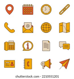 Contáctenos Vector de conjunto de iconos de línea rellenado