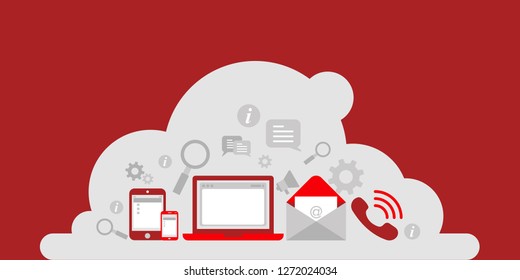 Contact us. Flat design business icon concept. Vector illustration concept for web banner.