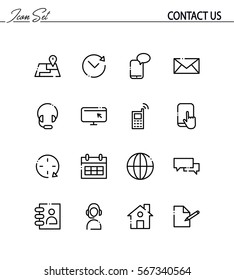 Contact us flat icon set. Collection of high quality outline symbols for web design, mobile app. Contact us vector thin line icons or logo.