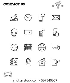 Contact us flat icon set. Collection of high quality outline symbols for web design, mobile app. Contact us vector thin line icons or logo.