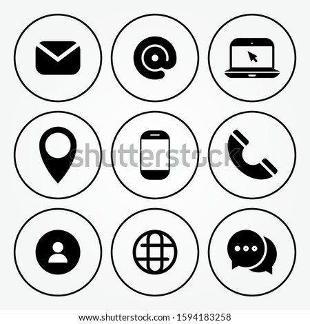 Contact Us Flat Icon Set. for company or website