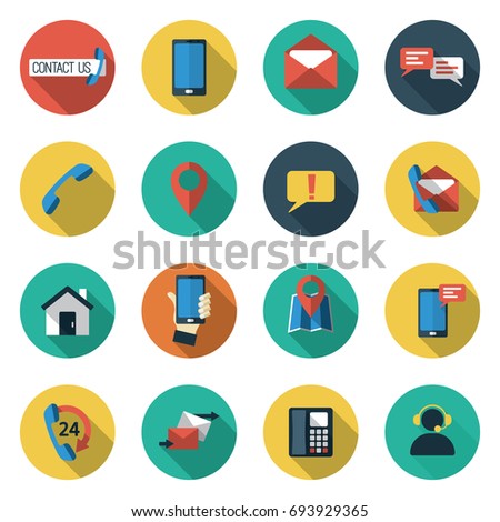 contact us flat icons set