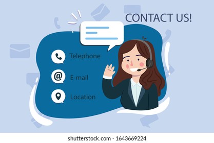 Contact Us flat vector illustration concept idea,can be used for landing page, ui, web,  , flyer, and banner.