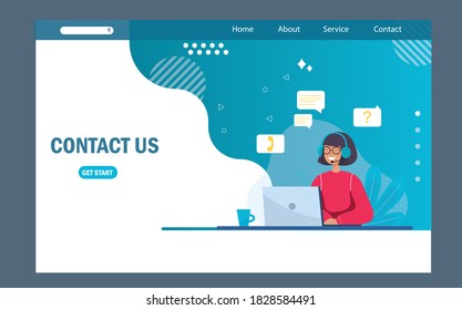 Contact Us flat vector illustration concept design,can be used for landing page, ui, web, app intro card, editorial, flyer, and banner art.