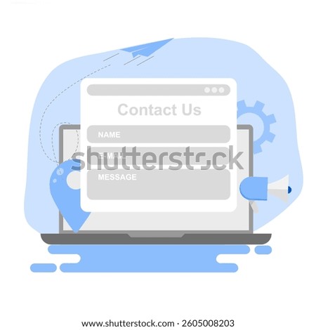 Contact Us form concept for web banner, landing page, business presentation, website banner, customer service, complaint assistance for customers. EPS 2