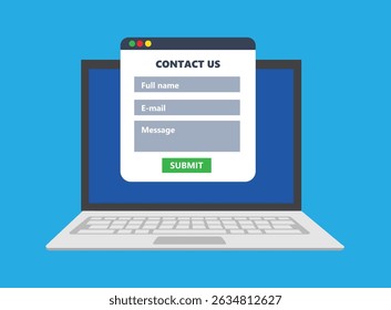 Formulário Contate-nos na tela do desktop para banner da web, aplicativo móvel, página inicial, apresentação de negócios, banner do site, Suporte ao cliente, serviço ao cliente, suporte online