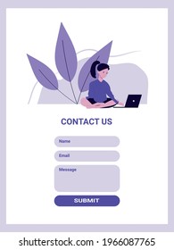 Contact us form template, home office concept, working from home,  freelance or studying concept. Ipad size web banner