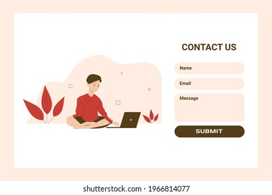 Contact us form template, home office concept, working from home,  freelance or studying concept