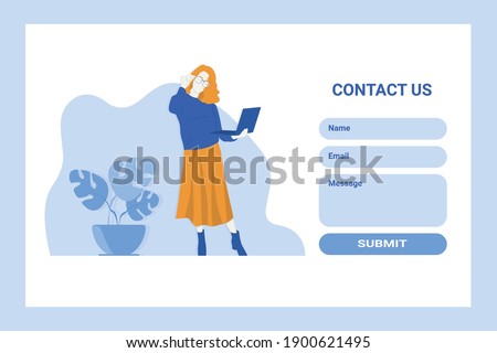 Contact us form template, home office concept, working from home,  freelance or studying concept
