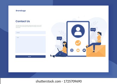 Contact us form template illustration landing page. This design can be used for websites, landing pages, UIs, mobile applications, posters, banners